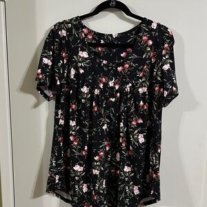 Floral Black Blouse